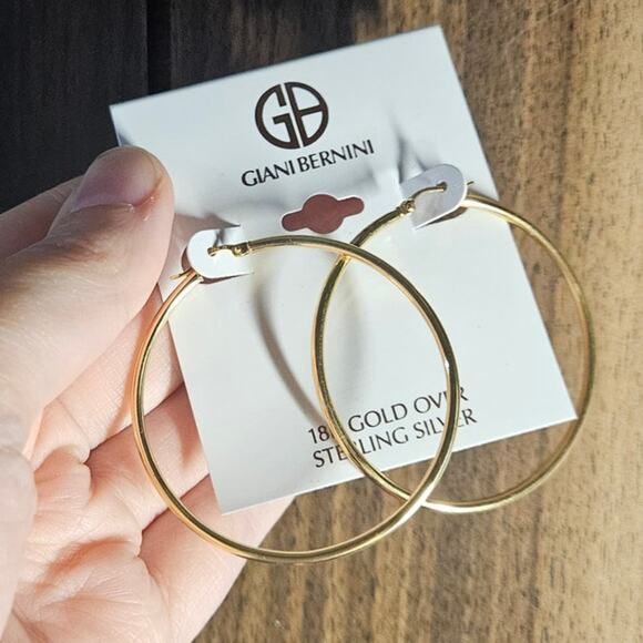 Giani Bernini Large Polished Hoop Earrings in 18k Gold Plated Sterling Silver - Picture 7 of 11